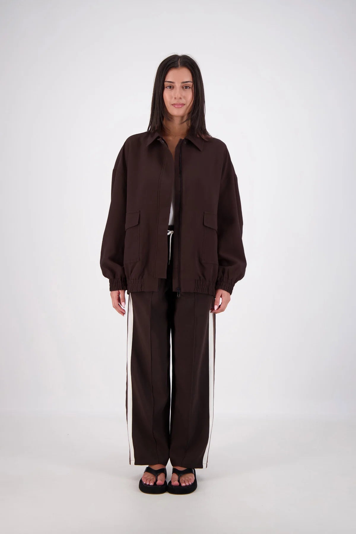 Ischia Bomber Jacket - Dark Brown Jasmine Alexa