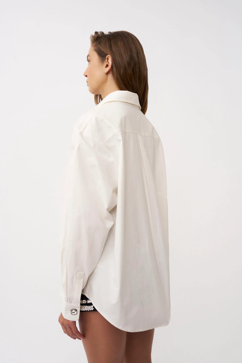 Jewel Button Shirt - Ivory By Johnny at cloth in brick 03