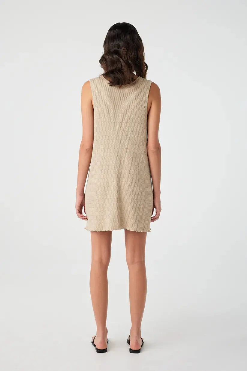 Jude Reversible A-Line Knit Mini Dress - Taupe - Back View