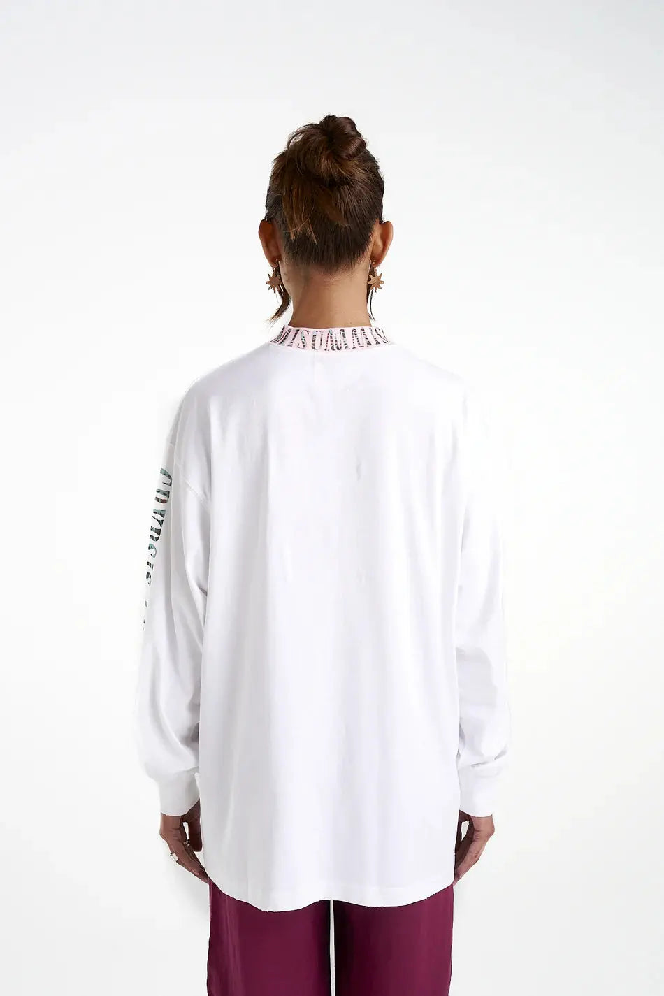 LS Band Tee - Crypsis Summi Summi back view at cloth in brick