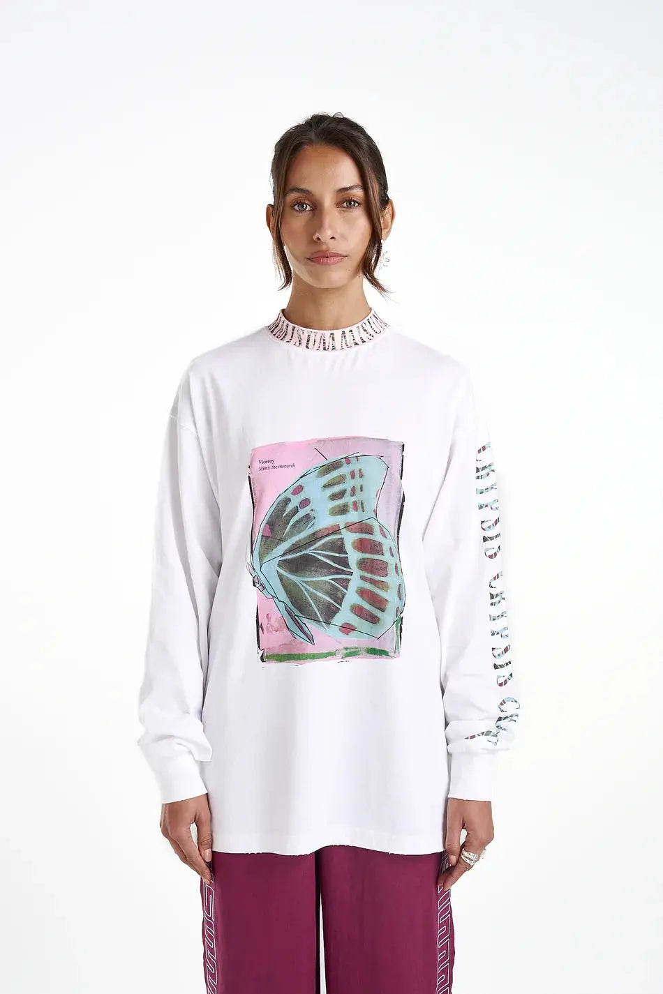LS Band Tee - Crypsis Summi Summi front view at cloth in brick