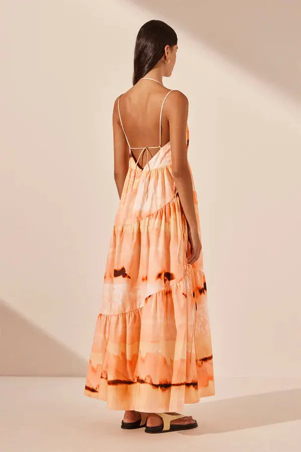 Larissa Tiered Maxi Dress - Peach/Multi Shona Joy