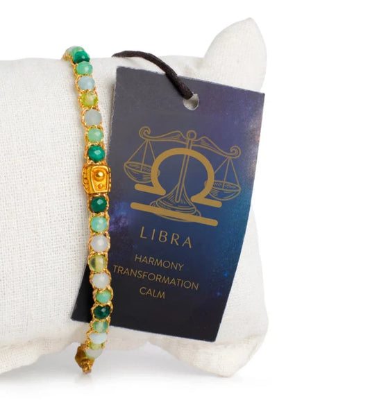 Libra Crystal Zodiac Gemstone Bracelet - Gold Nusands