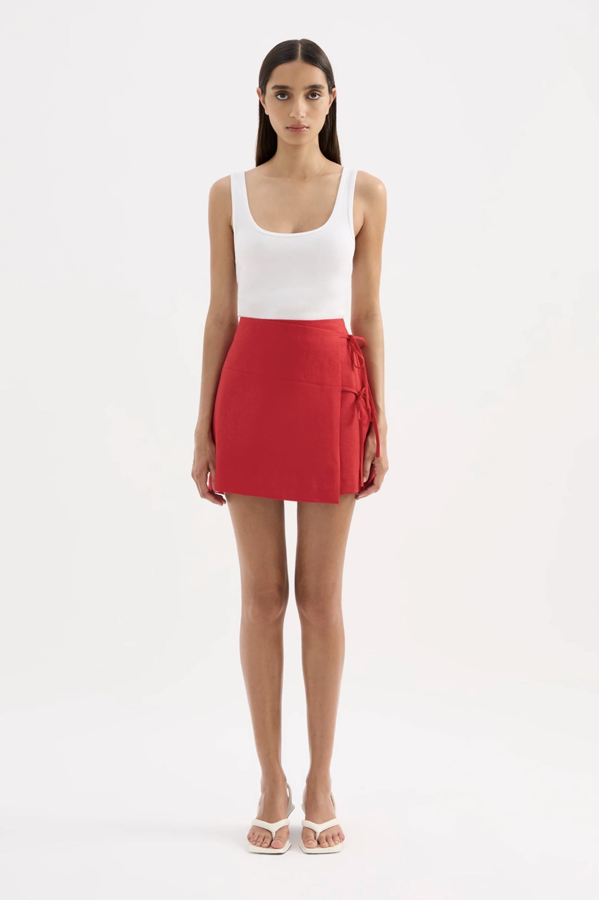 Lotta Linen Mini Skirt - Vermillion Nude Lucy