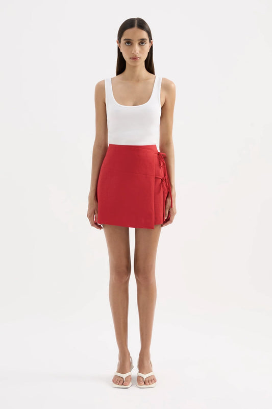 Lotta Linen Mini Skirt - Vermillion Nude Lucy
