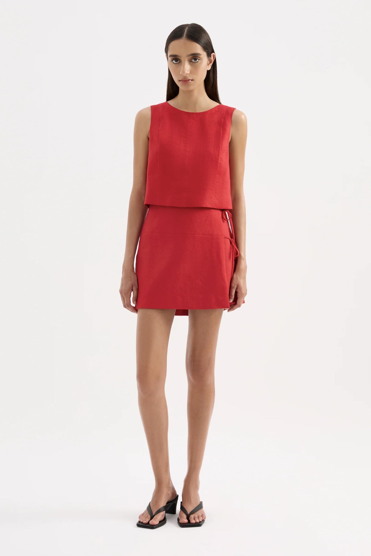 Lotta Linen Mini Skirt - Vermillion Nude Lucy