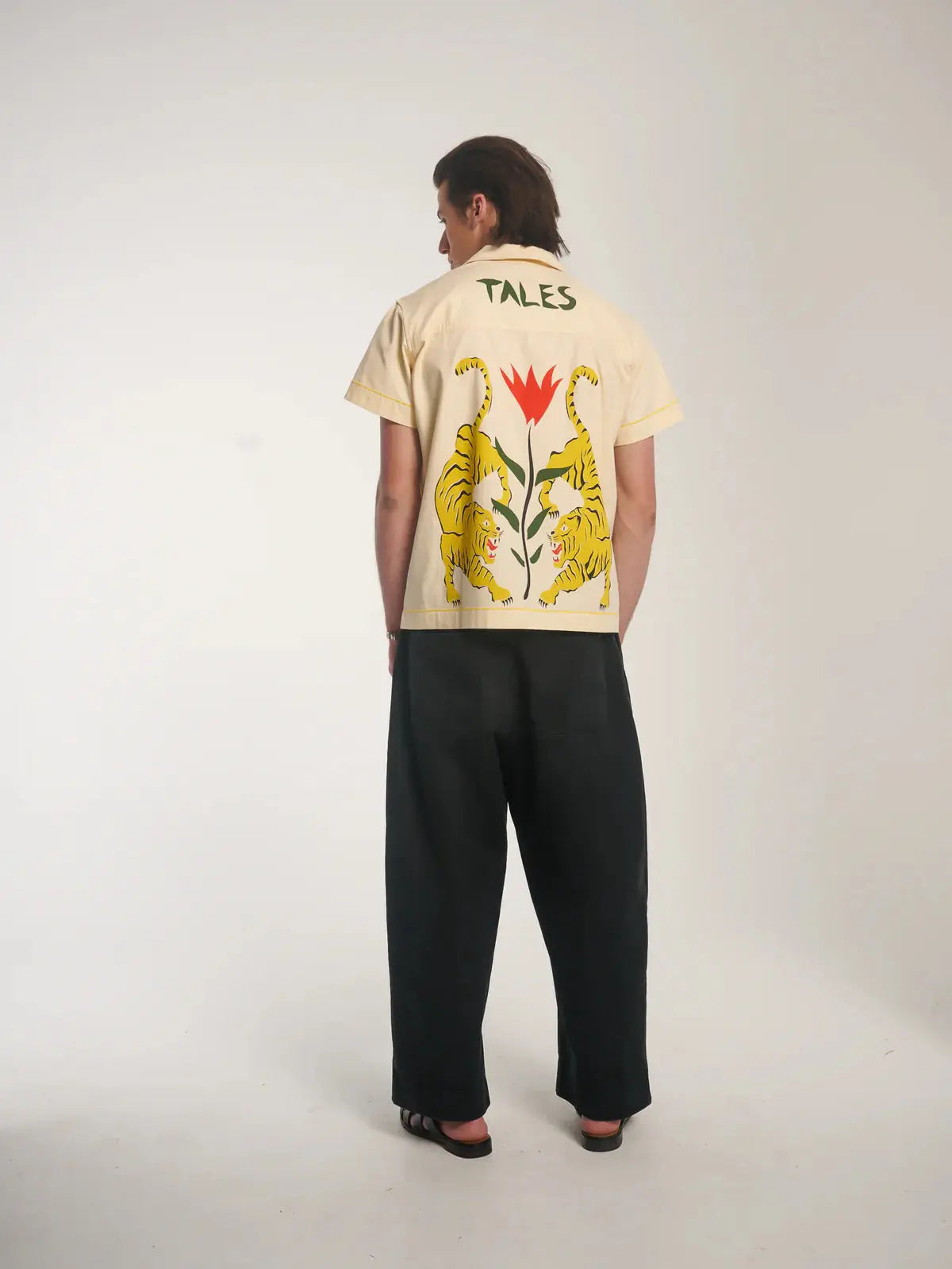 Luxe 100% Cotton Crouching Tiger Camp Shirt - Cream The Tales