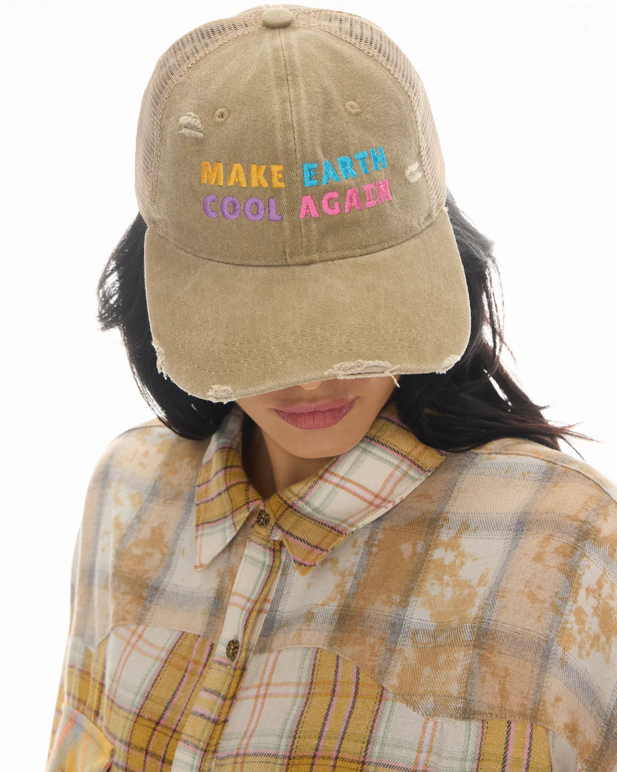 Make Earth Cool Again Destroyed Trucker Cap The Tales