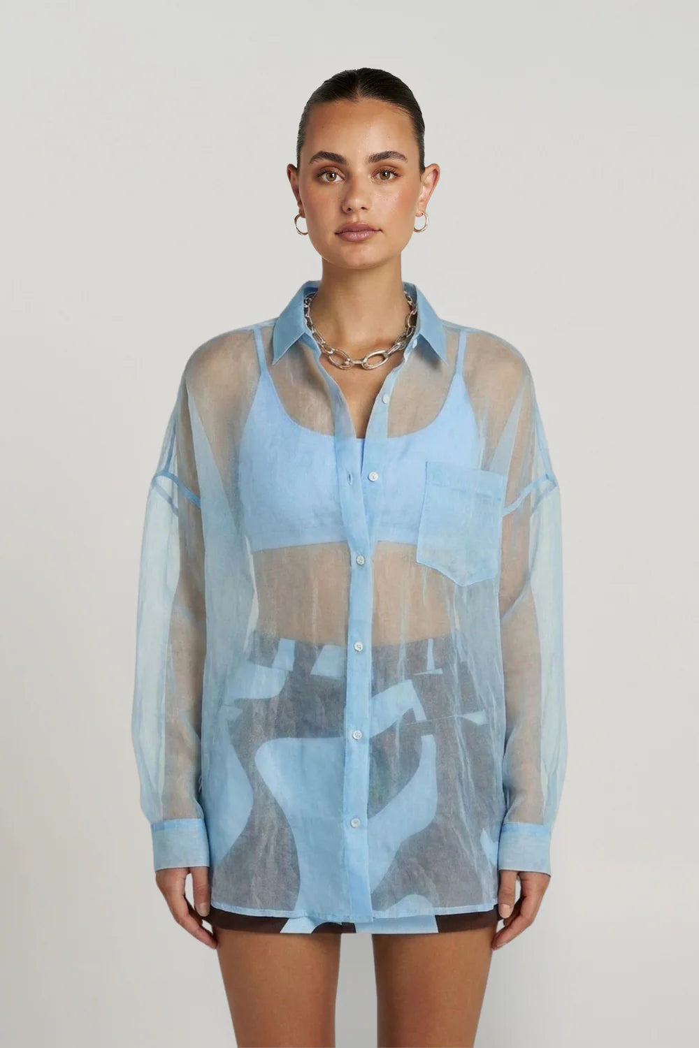 Mercurino Silk Shirt - Sky Blue Summi Summi