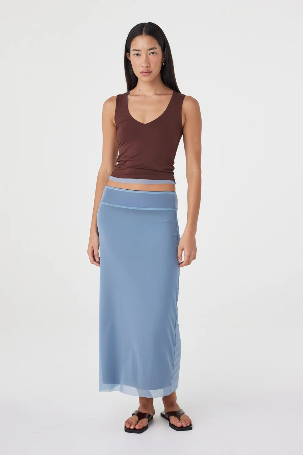 Eden Reversible Top - Pale Blue and Espresso Arcaa