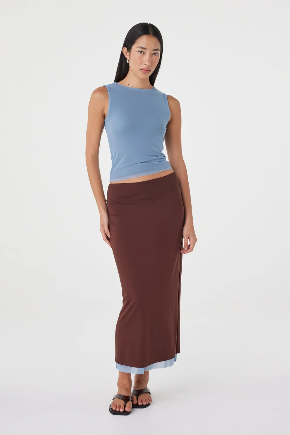 Eden Reversible Skirt - Pale Blue and Espresso Arcaa