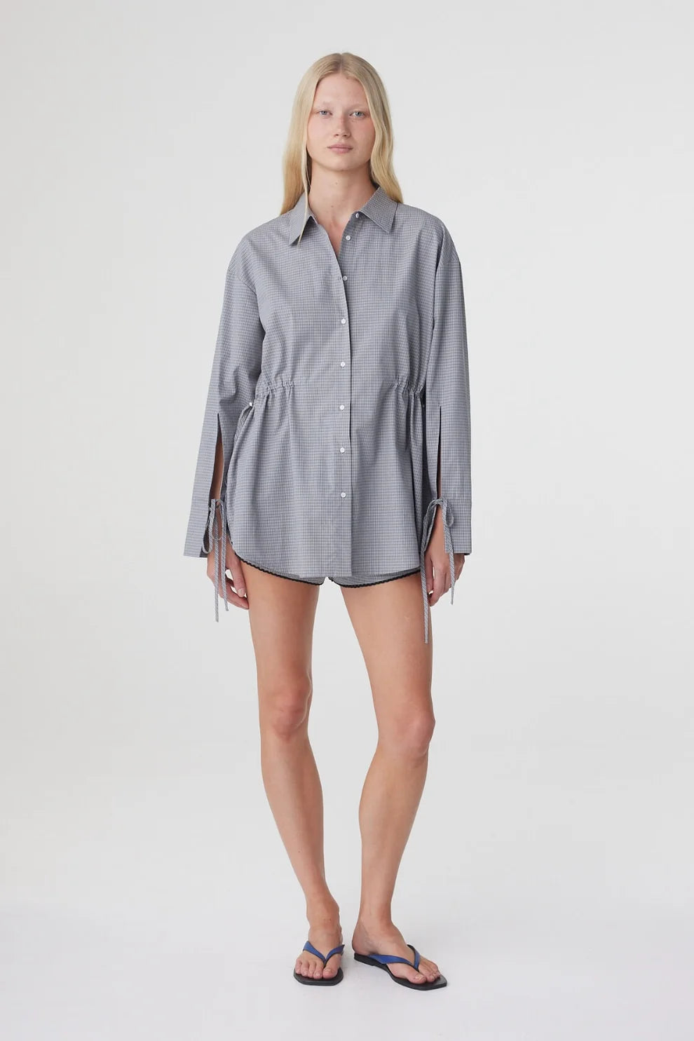 Sia Shirt - Muted Blue Check Arcaa
