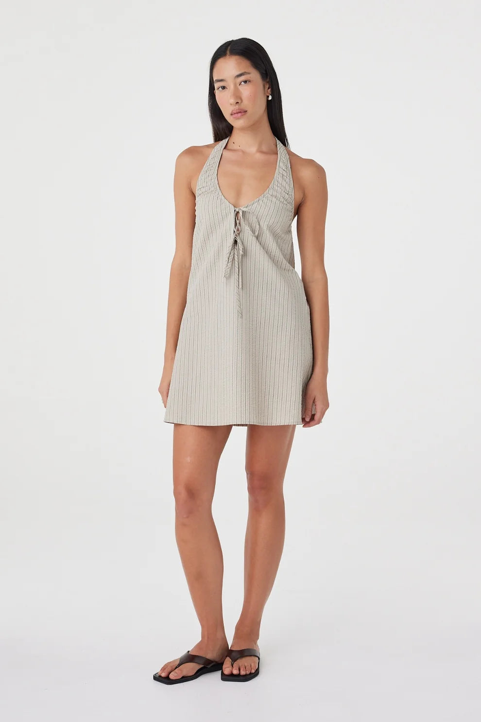 Joni Mini Dress - Taupe Stripe Arcaa