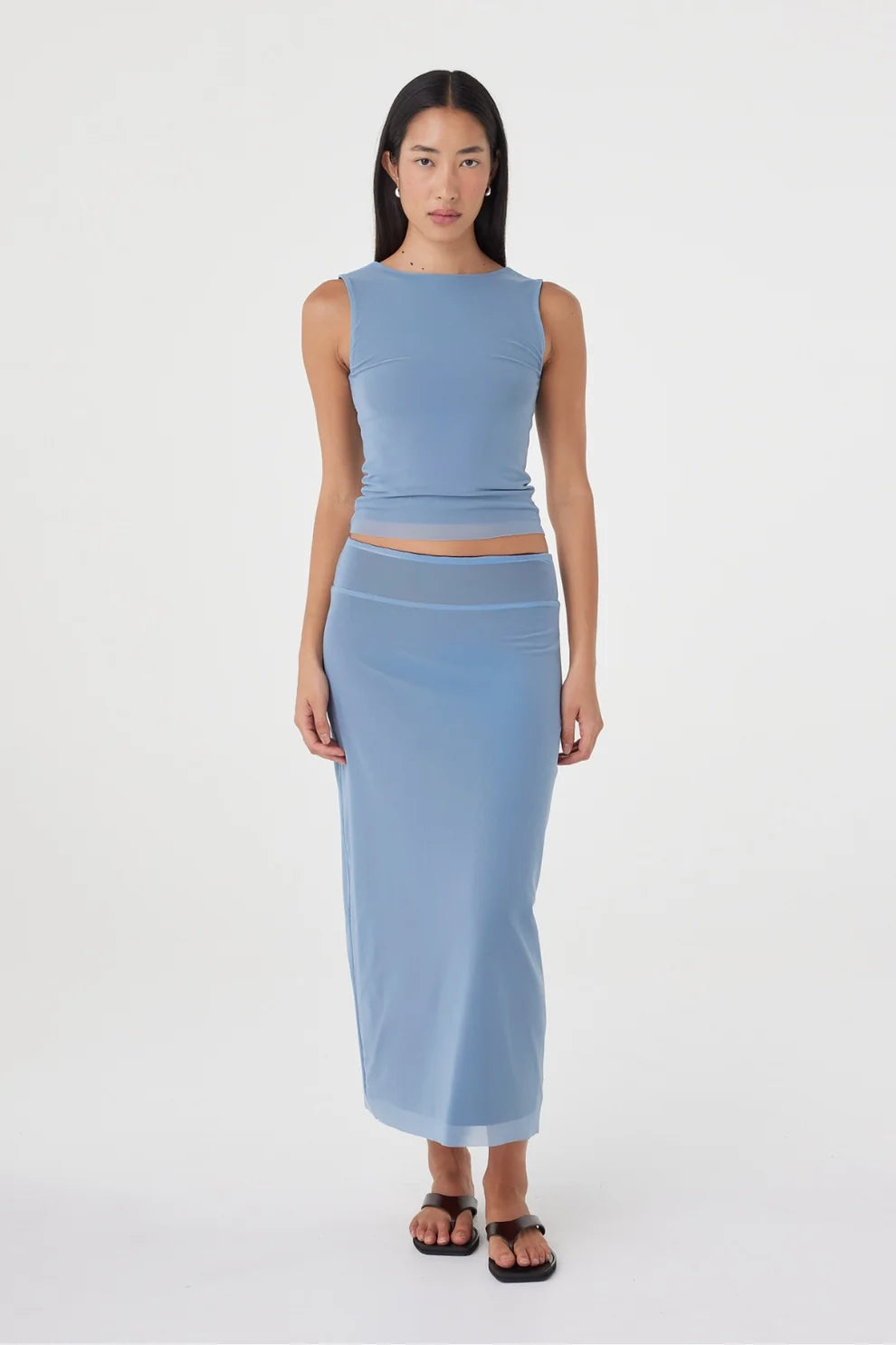 Eden Reversible Skirt - Pale Blue and Espresso Arcaa