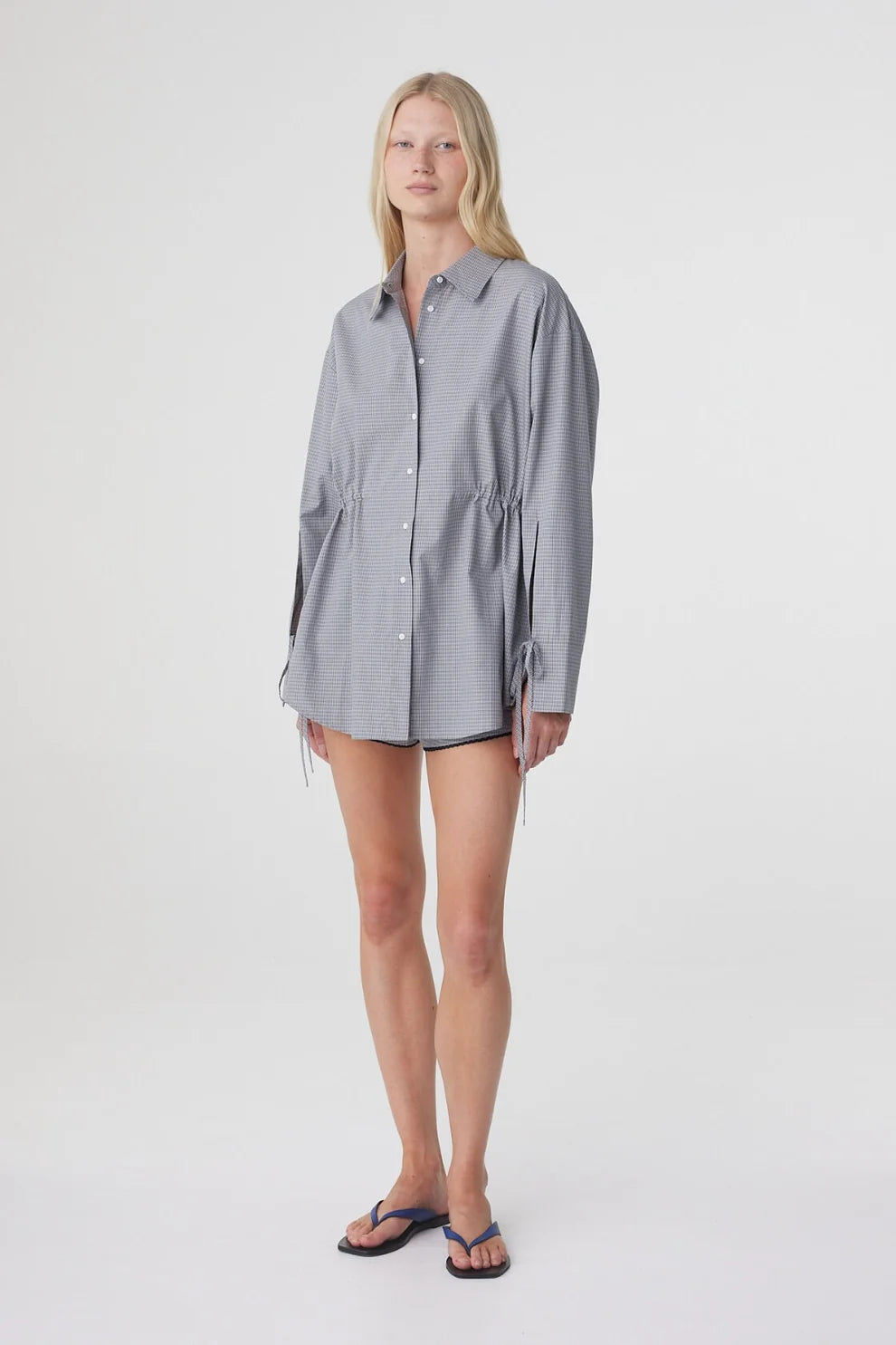Sia Shirt - Muted Blue Check Arcaa