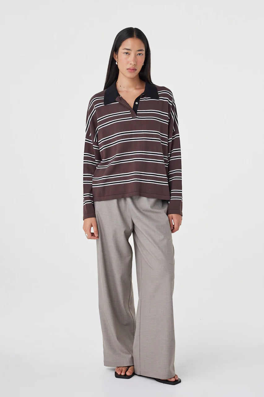 Rayne Knit Jersey - Espresso Black and Cream Arcaa