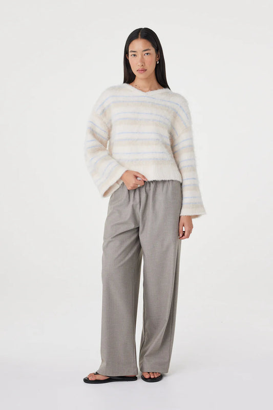 Lucca Sweater - Taupe and Blue Stripe Arcaa