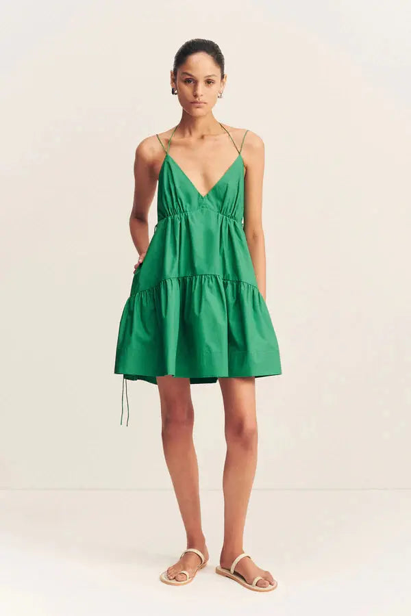 Maiori Tiered Mini Dress - Apple Green Shona Joy