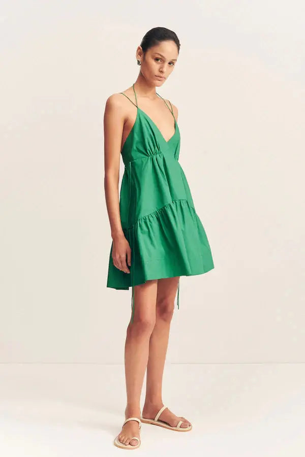 Maiori Tiered Mini Dress - Apple Green Shona Joy