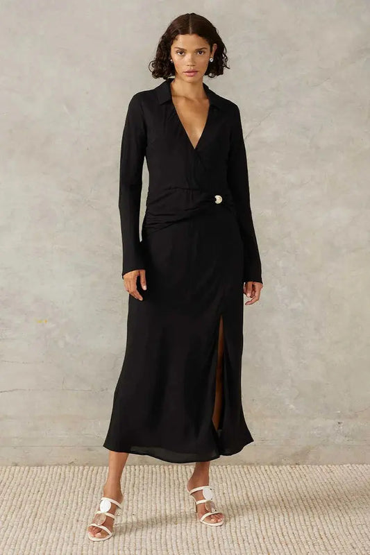 Marseille Midi Dress Black Mon Renn