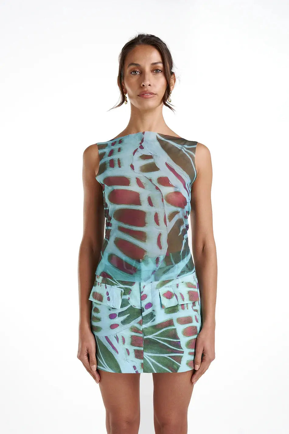 Mesh Tank - Viceroy Summi Summi front view at cloth in brick