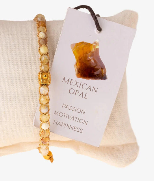 Mexican Opal Crystal Gemstone Bracelet - Gold Nusands