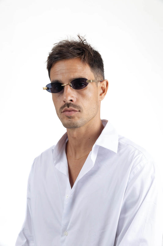 The Fu - Brushed Gold/Blue Lens Oscar and Frank