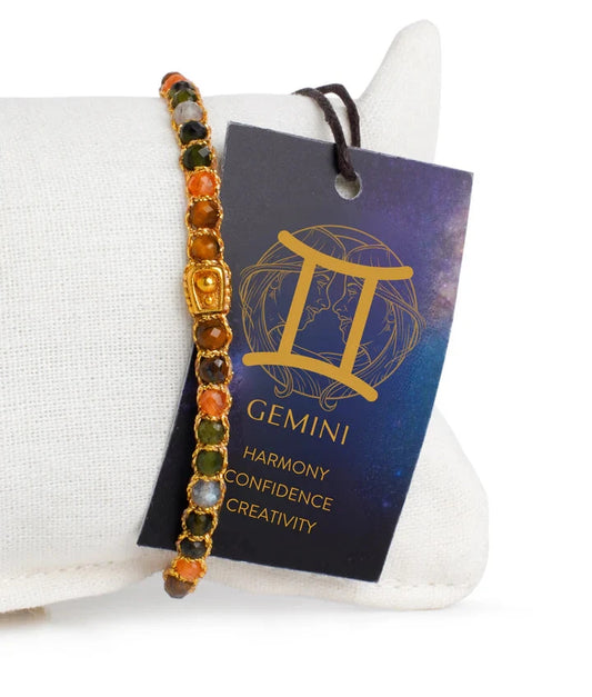 Gemini Crystal Zodiac Gemstone Bracelet - Gold (Copy) Nusands
