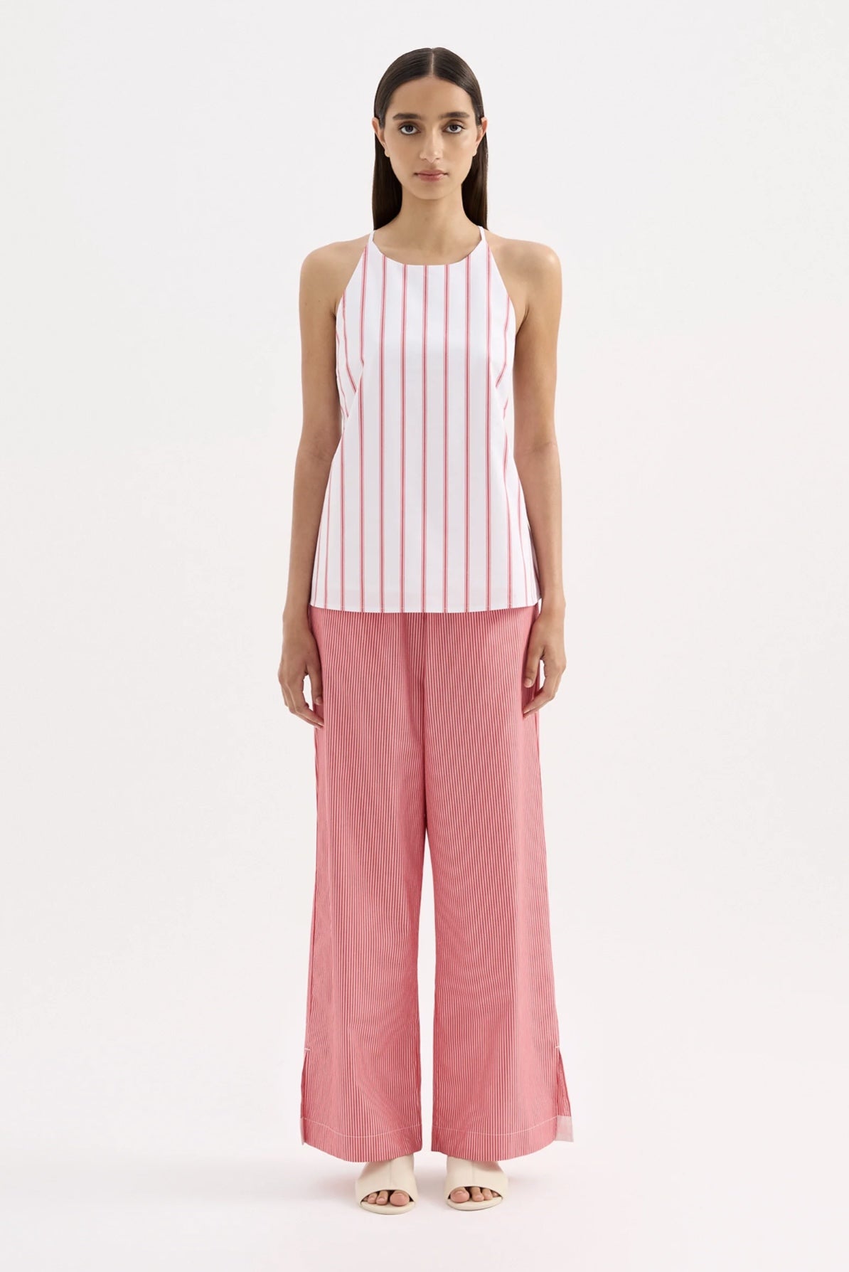 Anouk Stripe Top - White Stripe Nude Lucy