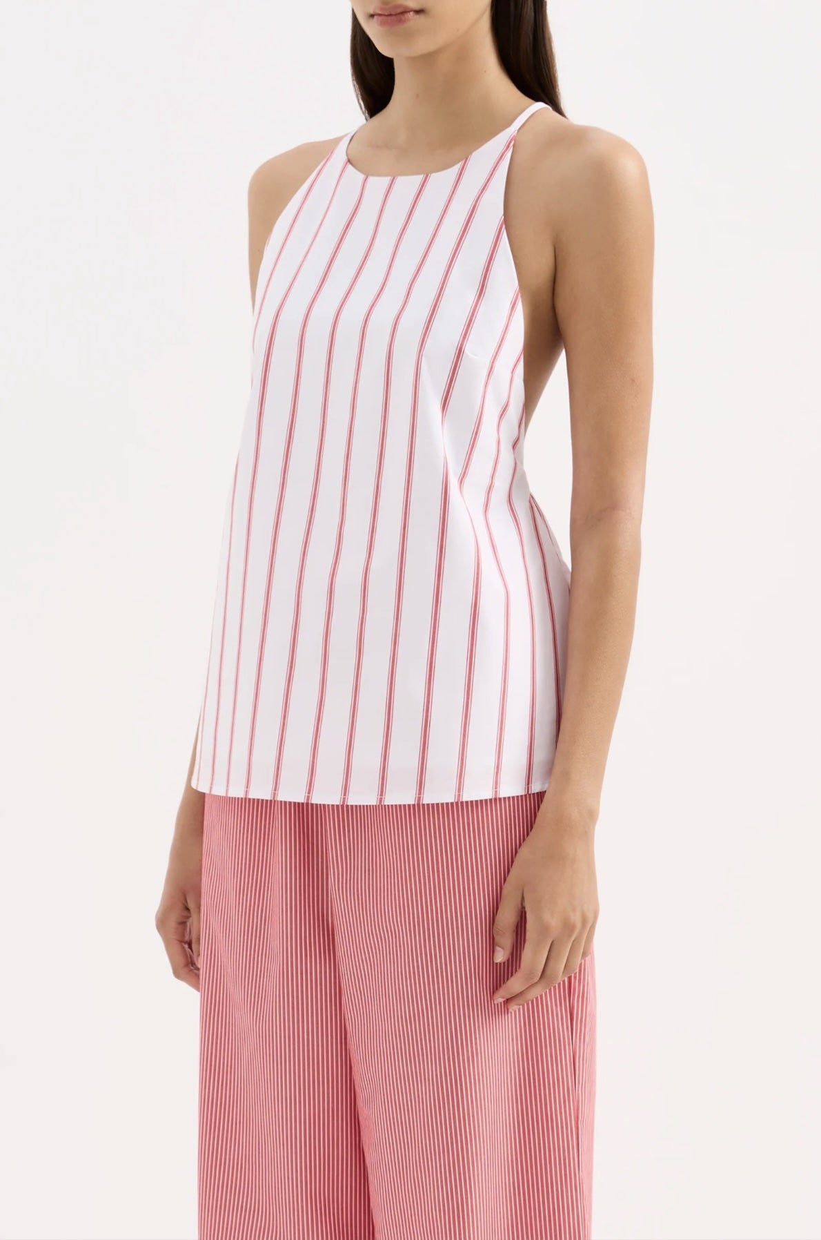 Anouk Stripe Top - White Stripe Nude Lucy