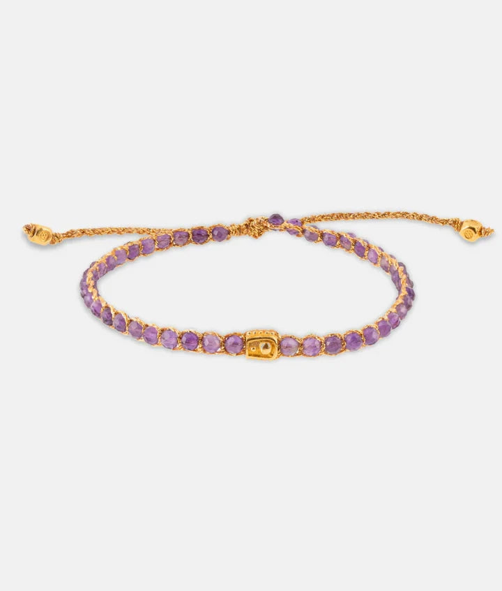 Amethyst Crystal Gemstone Bracelet - February Birthstone Nusands
