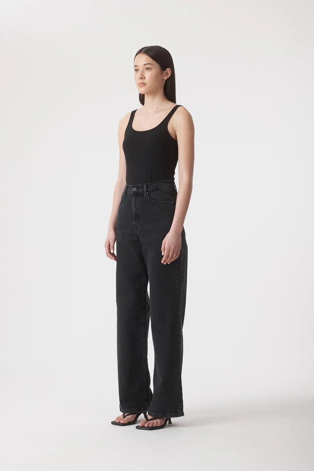 Ellie 32" Super High Rise Wide Jean - Ash Black Outland Denim