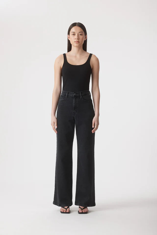 Ellie 32" Super High Rise Wide Jean - Ash Black Outland Denim