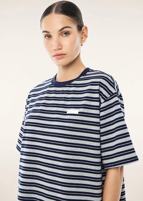 Oversized Spark Tee - Dark Navy Stripe P.E Nation