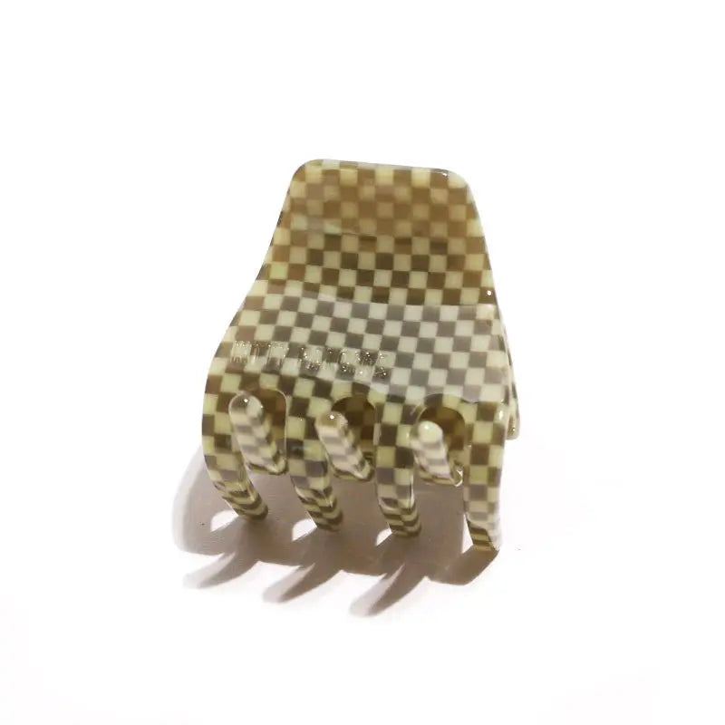 Olive Checkers Petite Claw Clip Kitty Paloma