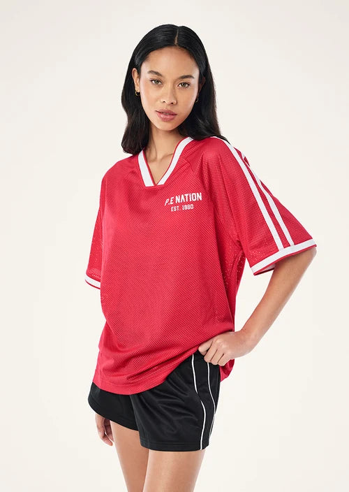 Phantom Mesh Jersey Tee - Strawberry and Whisper White P.E Nation