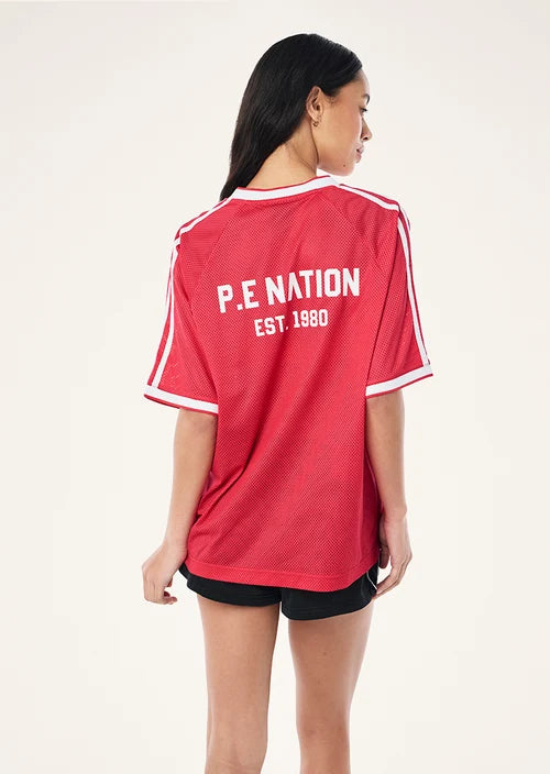 Phantom Mesh Jersey Tee - Strawberry and Whisper White P.E Nation