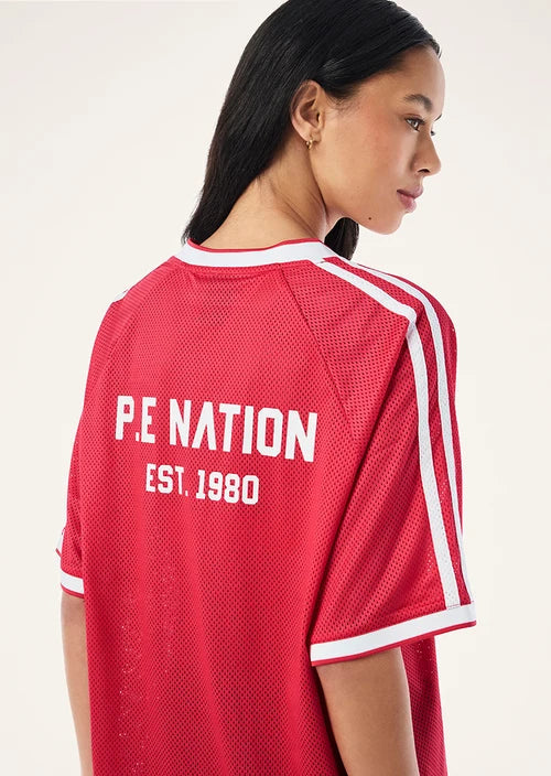 Phantom Mesh Jersey Tee - Strawberry and Whisper White P.E Nation