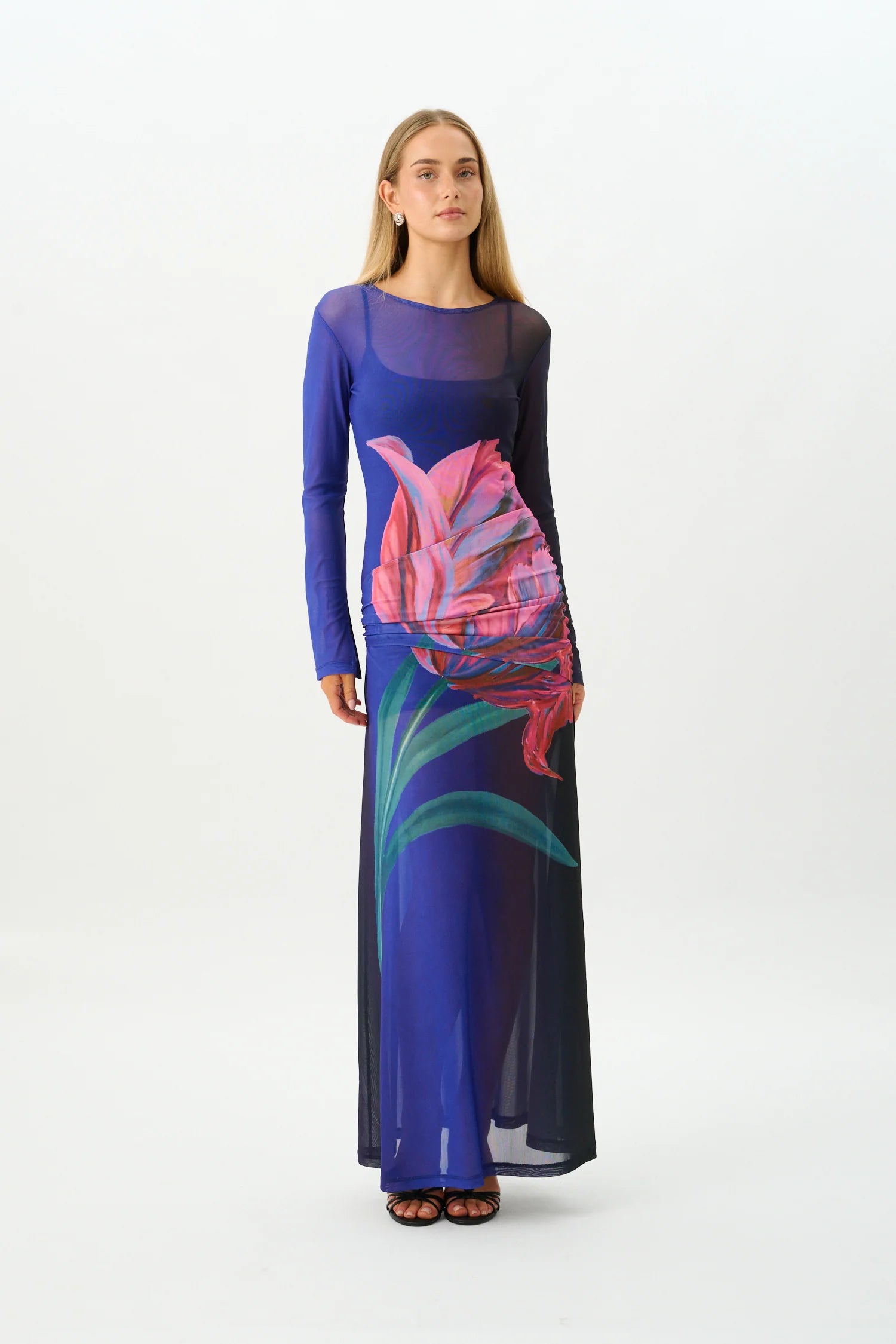 Wrap Mesh Maxi Dress - Cobalt With Harper Lu