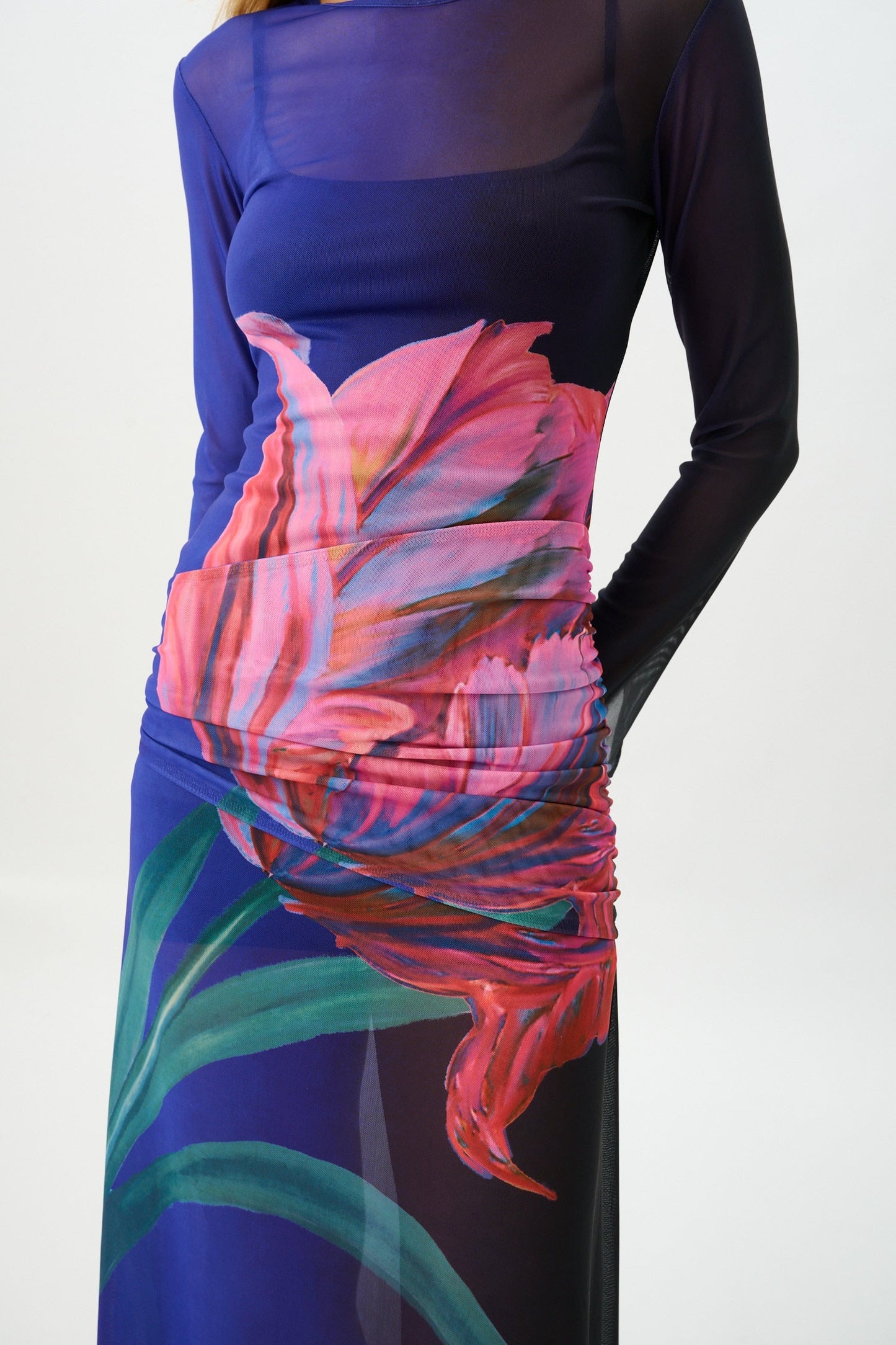 Wrap Mesh Maxi Dress - Cobalt With Harper Lu