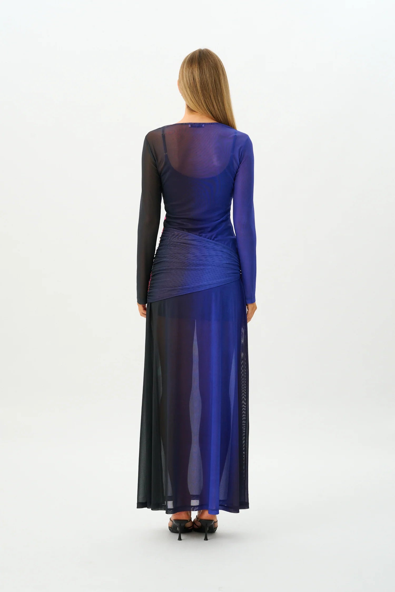 Wrap Mesh Maxi Dress - Cobalt With Harper Lu