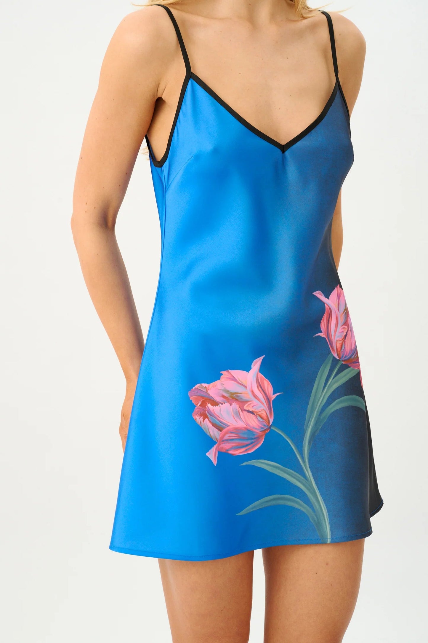 Bias Mini Dress - Cobalt Floral With Harper Lu