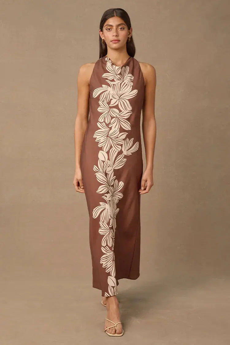 Palmera Maxi Dress - Cocao Base Palmera Floral Mon Renn