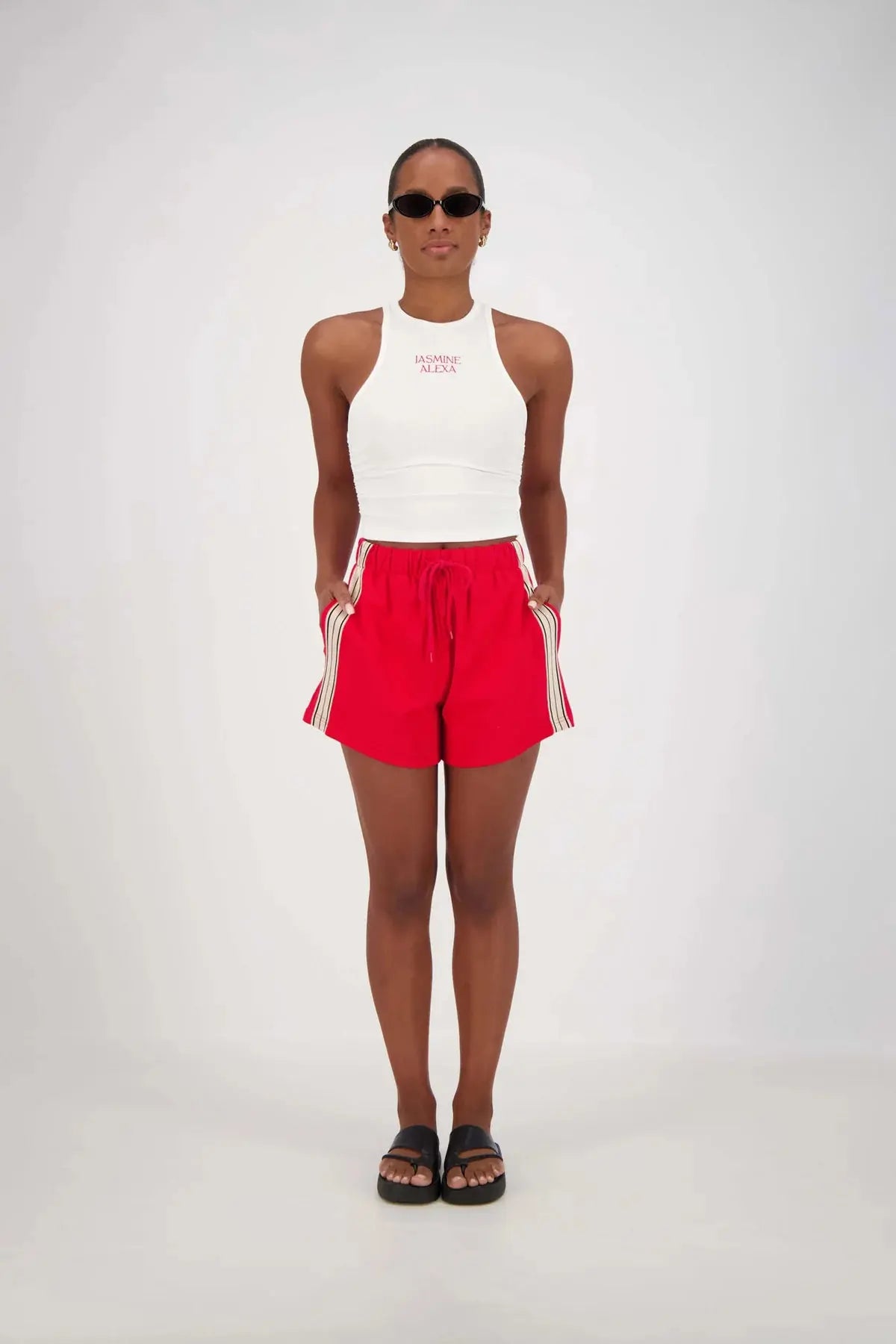 Panarea Shorts - Cobalt Red Jasmine Alexa