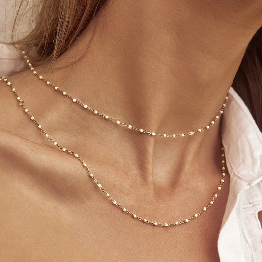 Peggy Gold and Enamel Necklace - Vanilla Arms of Eve