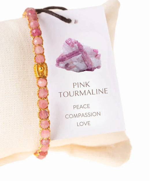 Pink Tourmaline Crystal Gemstone Bracelet - October Bracelet Nusands