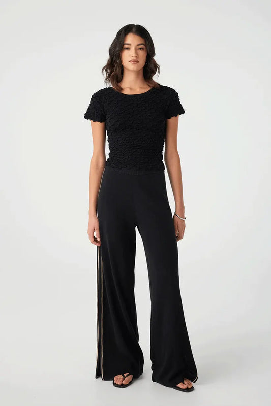 Pippa Wide-Leg Pant - Black Front Full Body VIew