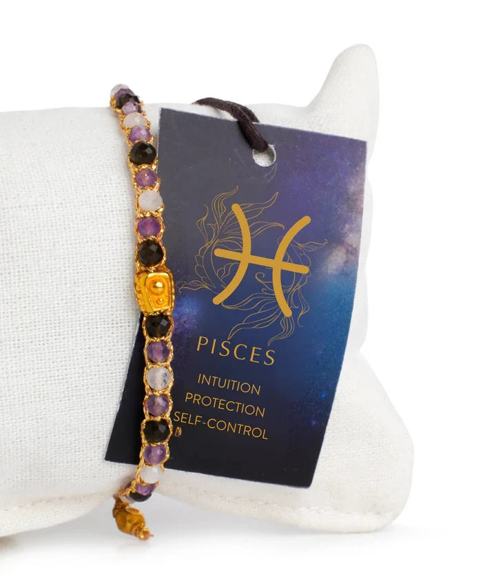 Pisces Crystal Zodiac Gemstone Bracelet - Gold (Copy) Nusands