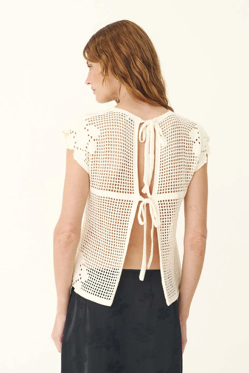 Pollyanna Floral Crochet Top - Bone Rowie