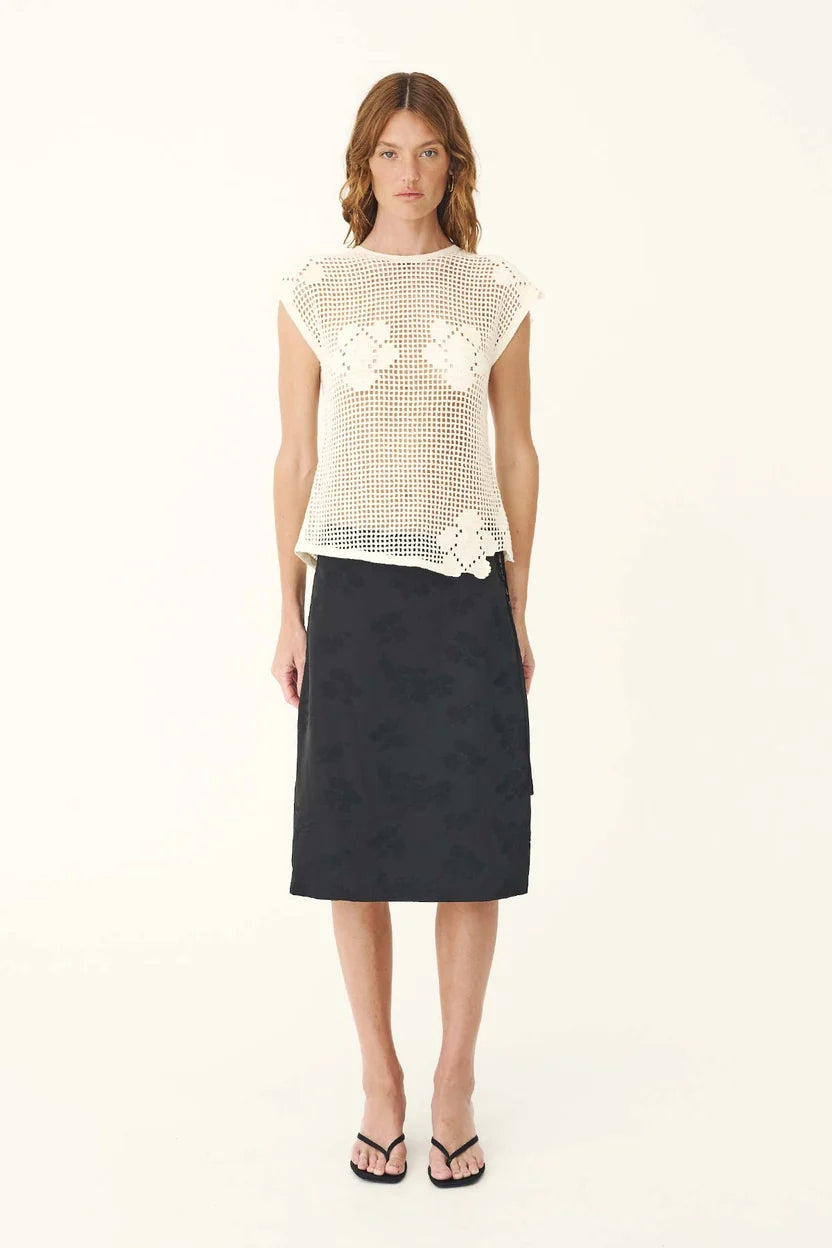 Pollyanna Floral Crochet Top - Bone Rowie
